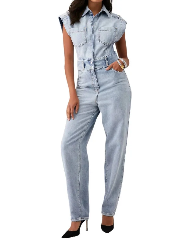 women's jumpsuits for pear-shaped bodiesFirat Jumpsuit In Blue Washed