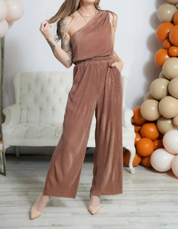 women's jumpsuits with rufflesHarrington Jumpsuit In Dark Bronze