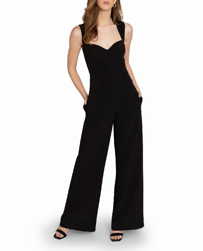 women's jumpsuits with pocketsHeavy Jersey Wide Leg Jumpsuit In Nm Black