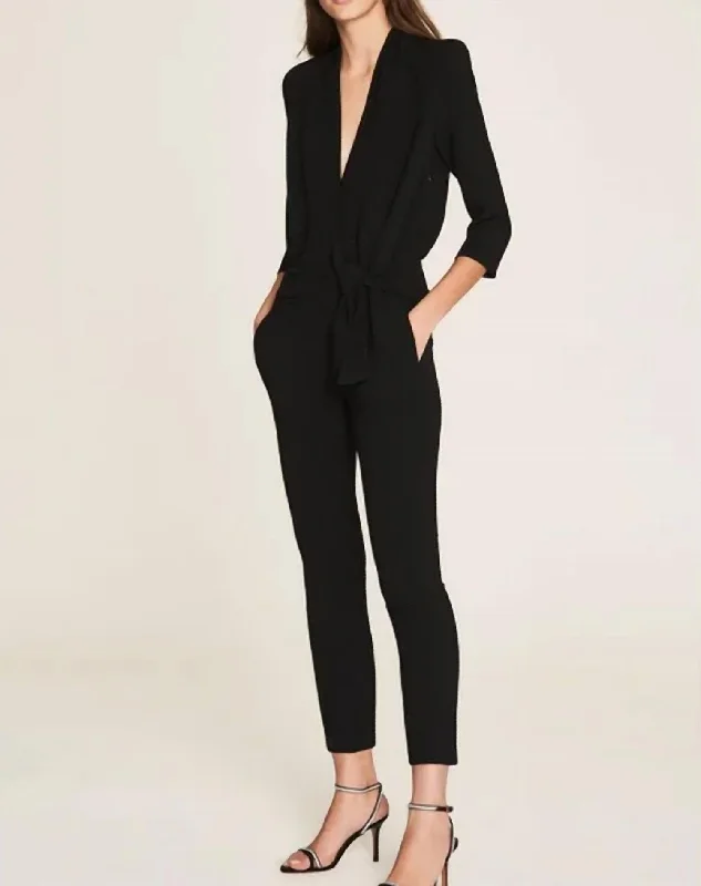 women's jumpsuits with cinched waistsLady Jumpsuit In Black