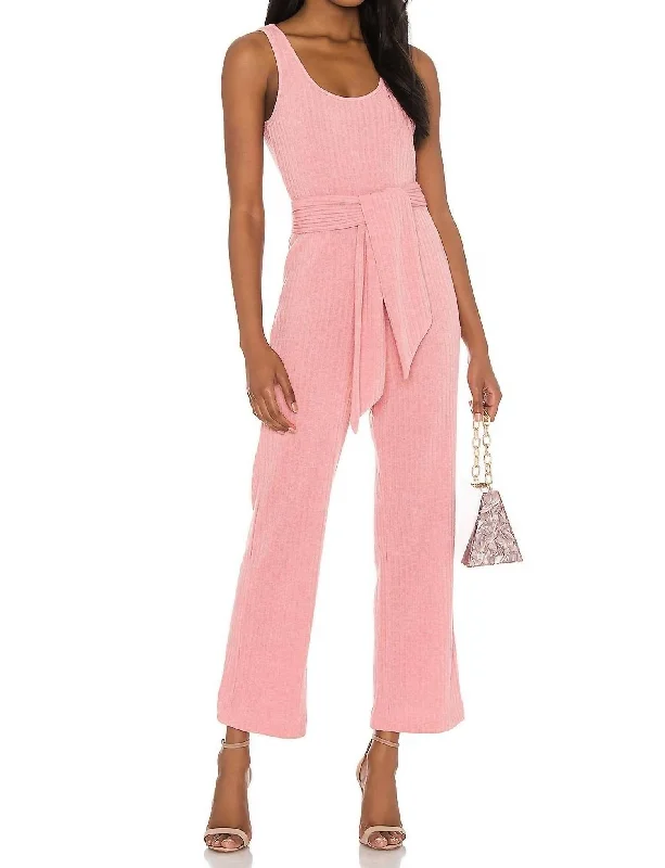 women's jumpsuits for petite womenMolly Ribbed Jumpsuit In Pink