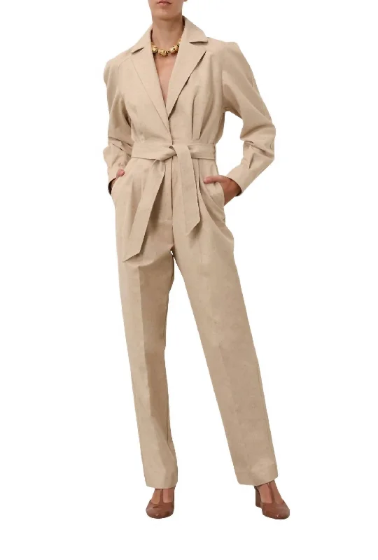 women's jumpsuits for short womenNatura Melange Jumpsuit In Natural