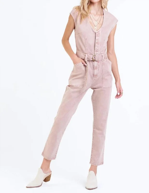 women's jumpsuits for effortless eleganceNicole Patch Pockets Jumpsuit In Rose Dust