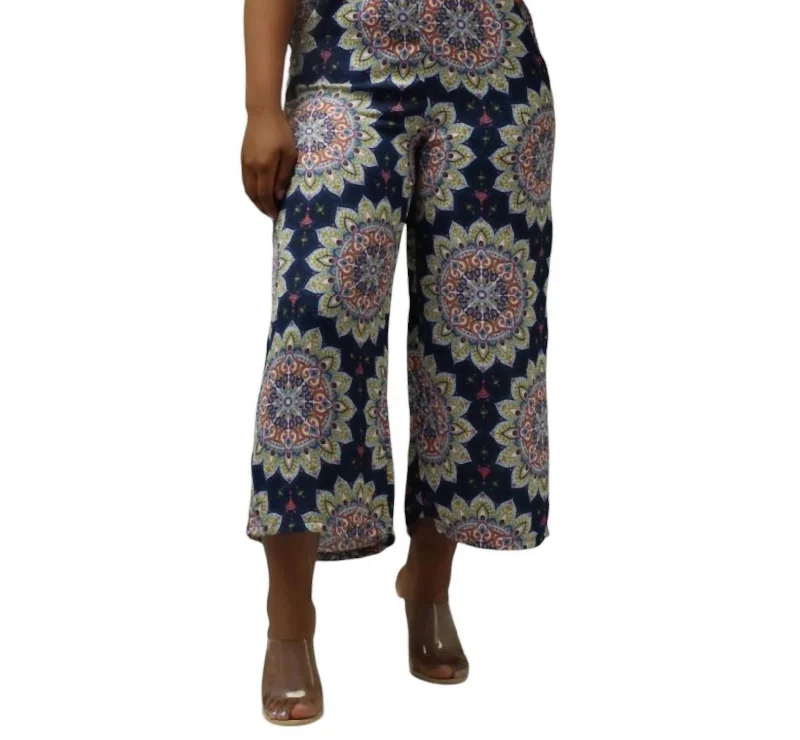 women's jumpsuits for laid-back looksOff The Shoulder Jumpsuit In Navy Multi