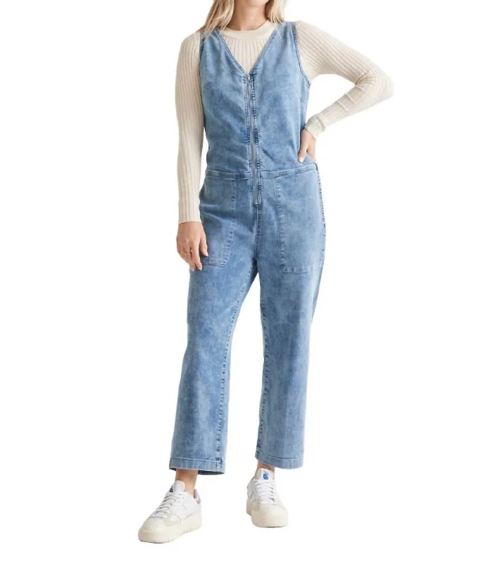 women's dressy jumpsuitsPerformance Denim Jumpsuit In Light Stone