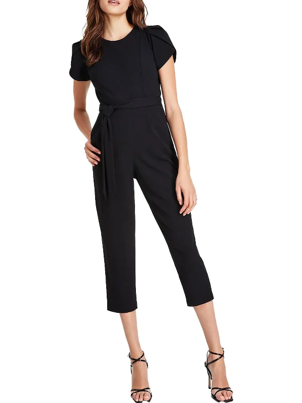 women's jumpsuits with short sleevesPlus Womens Cropped Tulip Sleeve Jumpsuit