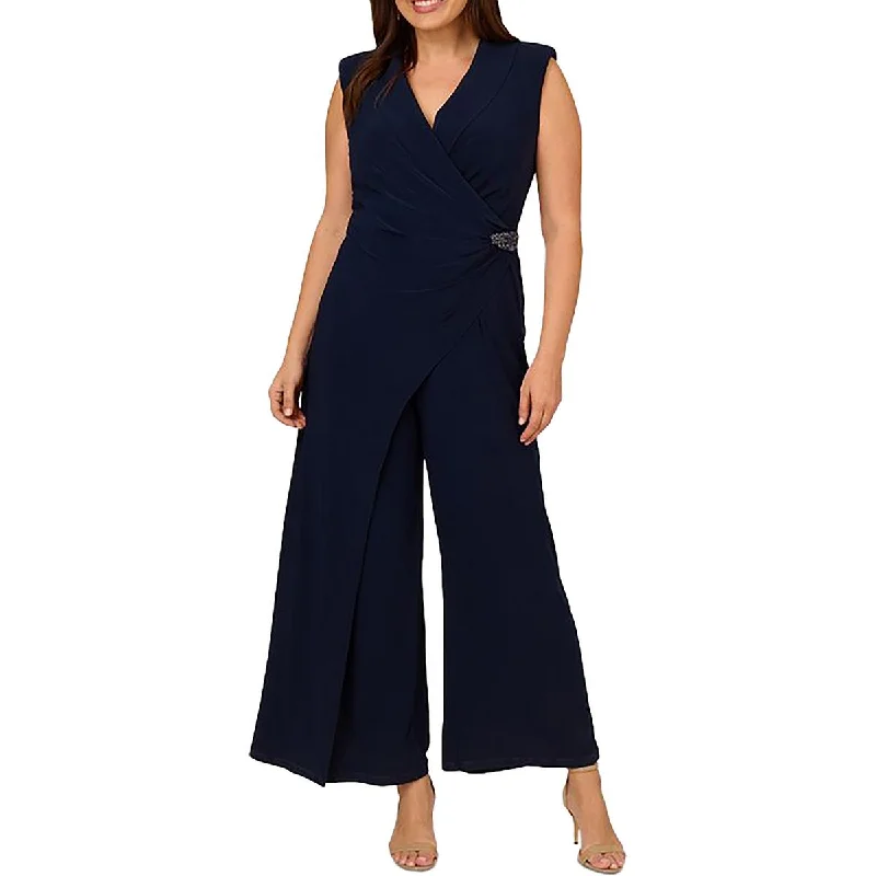 women's jumpsuits for affordable luxuryPlus Womens Wide Leg Shawl Collar Jumpsuit