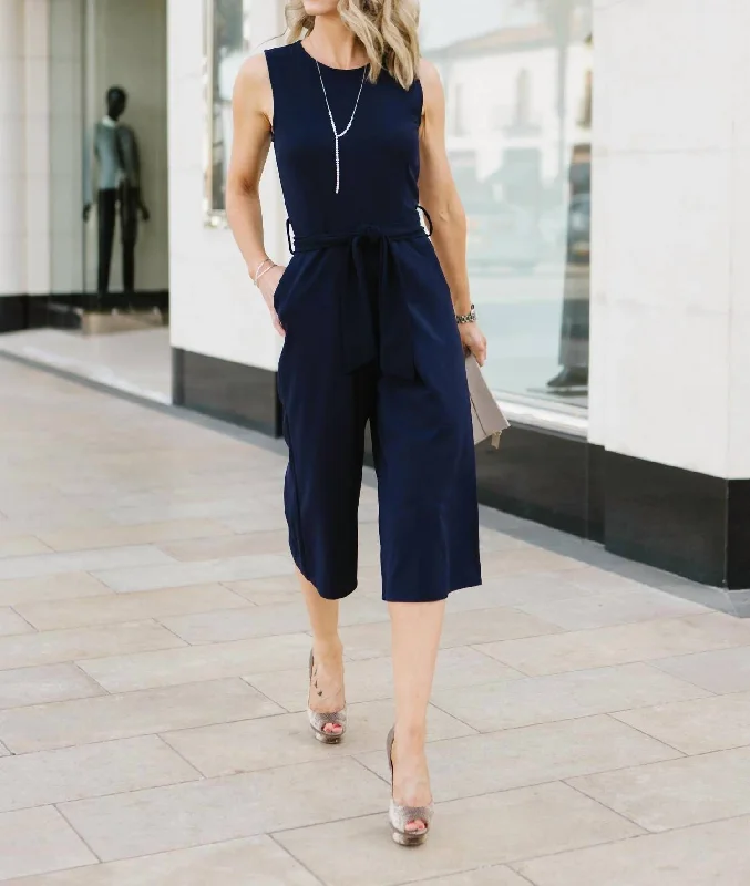 women's jumpsuits made of laceRachel Crop Jumpsuit In Navy