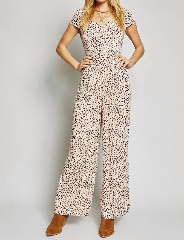 women's jumpsuits for travelRebel Heart Jumpsuit In Mauve Leopard Print