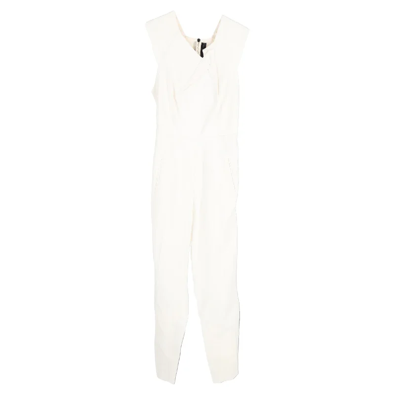 women's jumpsuits made of denimRoland Mouret Buxton Sleeveless Jumpsuit in White Viscose