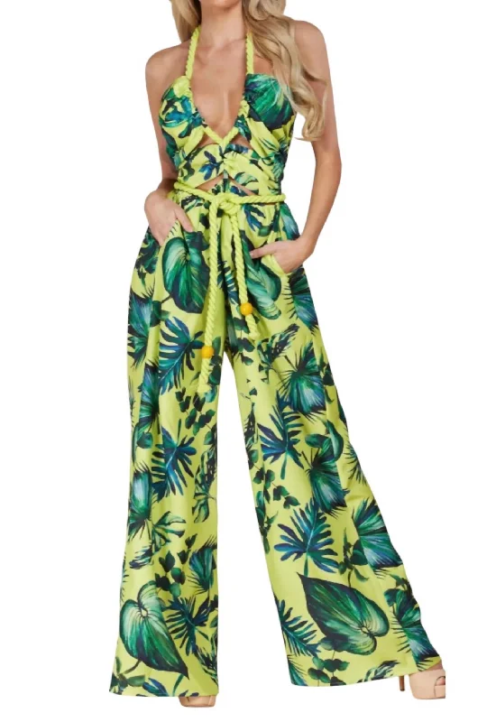 women's jumpsuits for high-performance fabricsSleeveless Jumpsuit In Green Multi