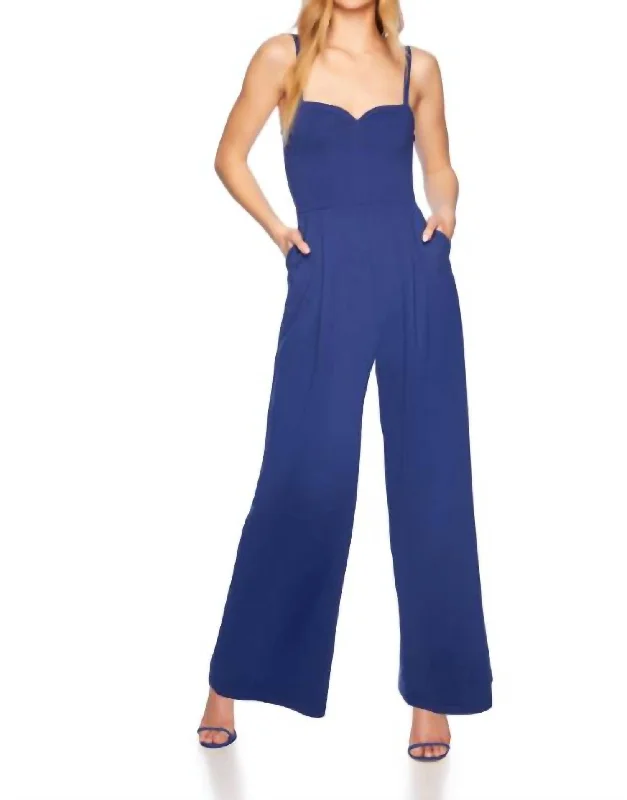 women's jumpsuits for machine-washable fabricsStrap Sweetheart Jumpsuit In Lake