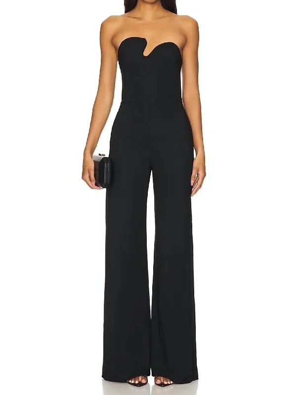 women's ankle-length jumpsuitsStrapless Puzzle Jumpsuit In Black