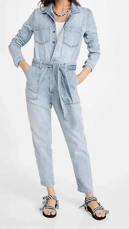 women's jumpsuits for wrinkle-resistant materialsThe Alexa Denim Jumpsuit In Tatra