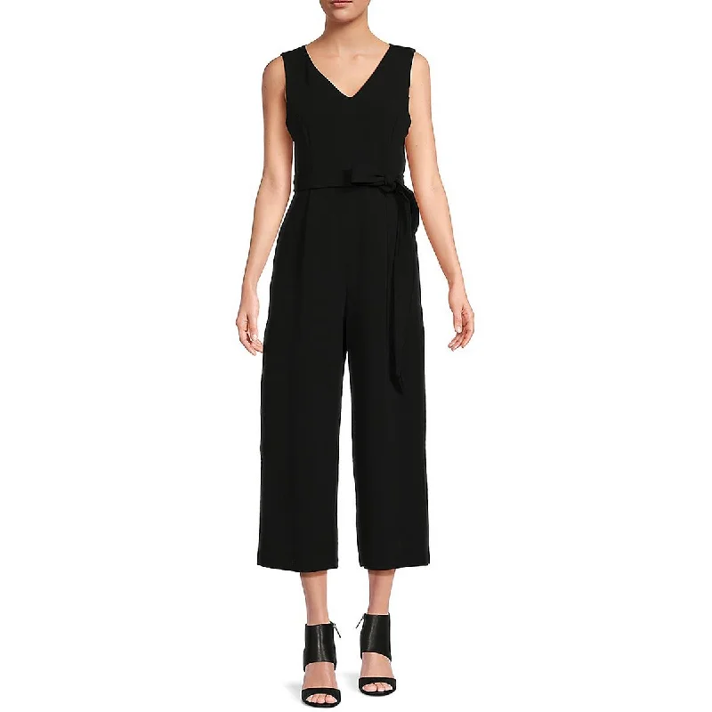 women's jumpsuits for short womenWomens Belted Cropped Jumpsuit