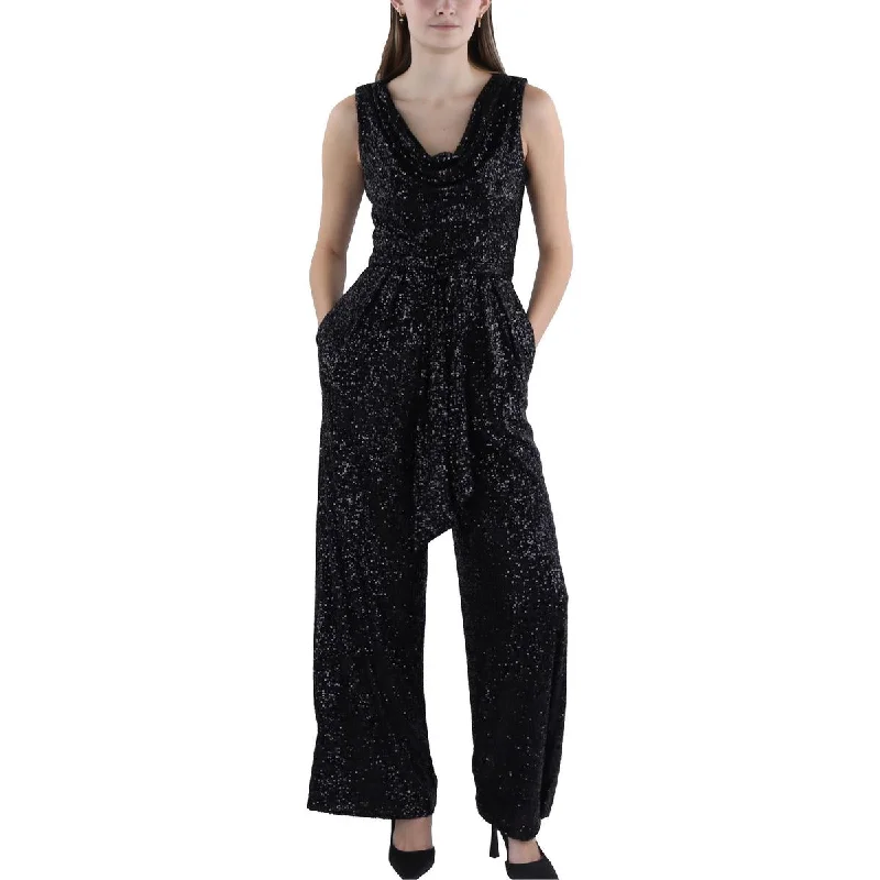 women's jumpsuits made of laceWomens Sequin Cowl Neck Jumpsuit