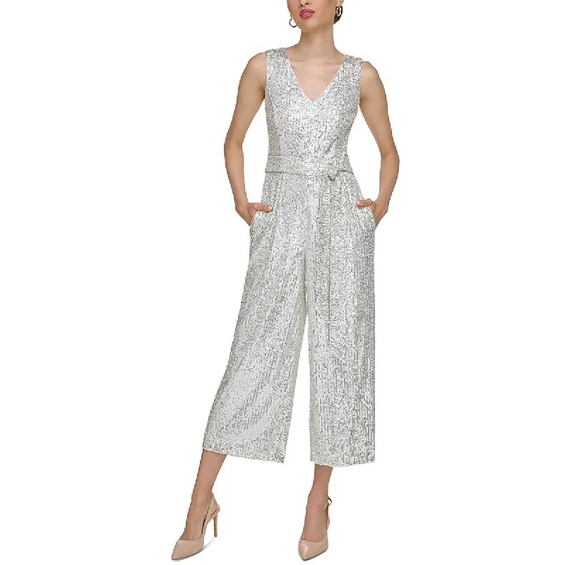 women's jumpsuits with long sleevesWomens Sequined Cropped Jumpsuit