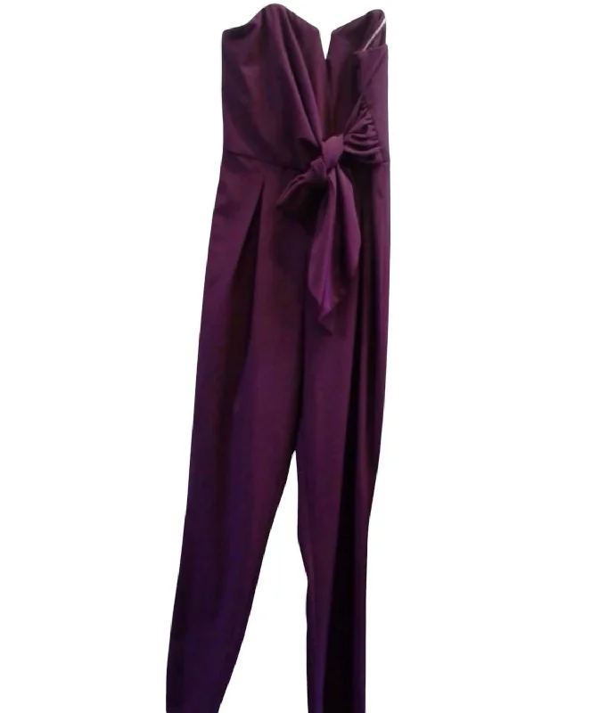 women's jumpsuits with lace detailsWomen's Strapless Jumpsuit In Plum