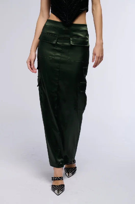 women's winter velvet skirtsALL IN SATIN CARGO POCKET MAXI SKIRT