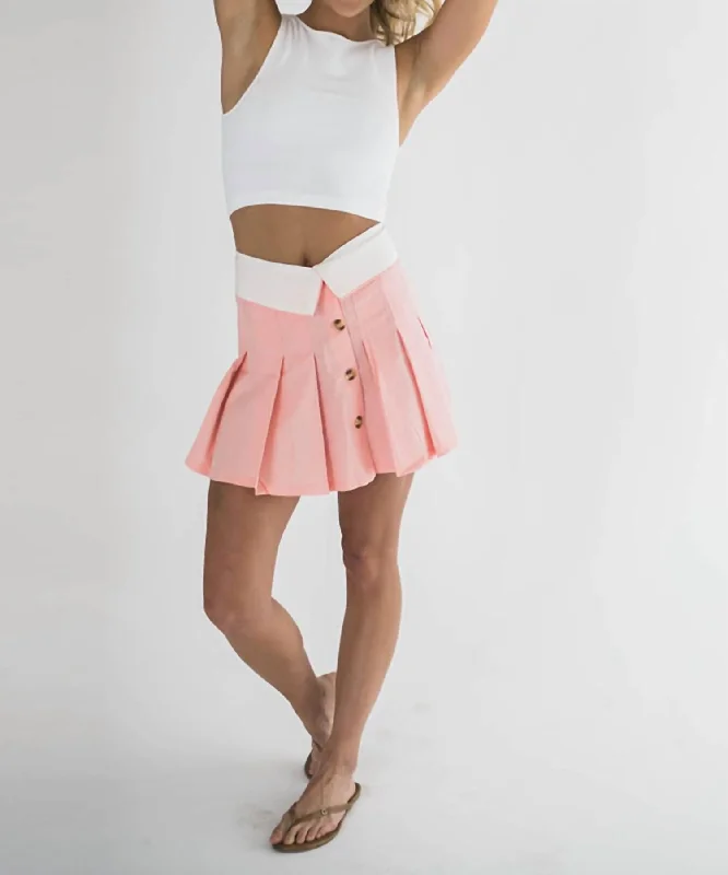 women's dressy circle skirtsArina Pleated Mini Skirt In Pink