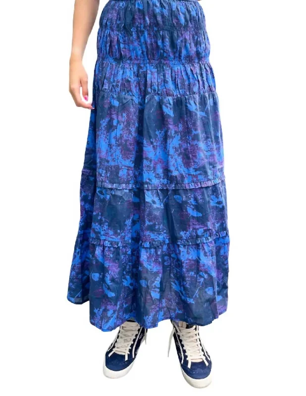 women's lace-up skirtsEmily Shirred Waist Maxi Skirt In Midnight