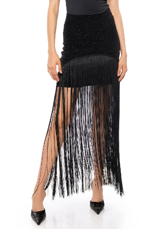 women's high-waisted skirtsGLIMPSE OF ME FRINGE MINI SKIRT