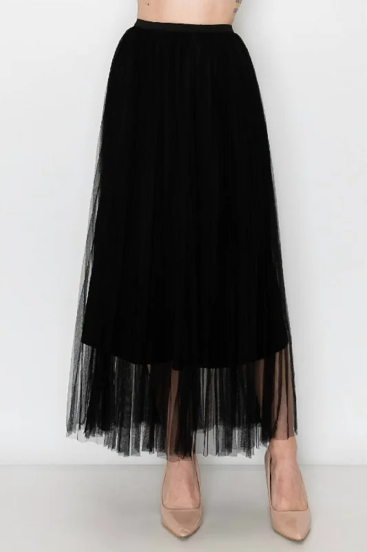 women's polyester tiered skirts for partiesMesh Skirt In Black