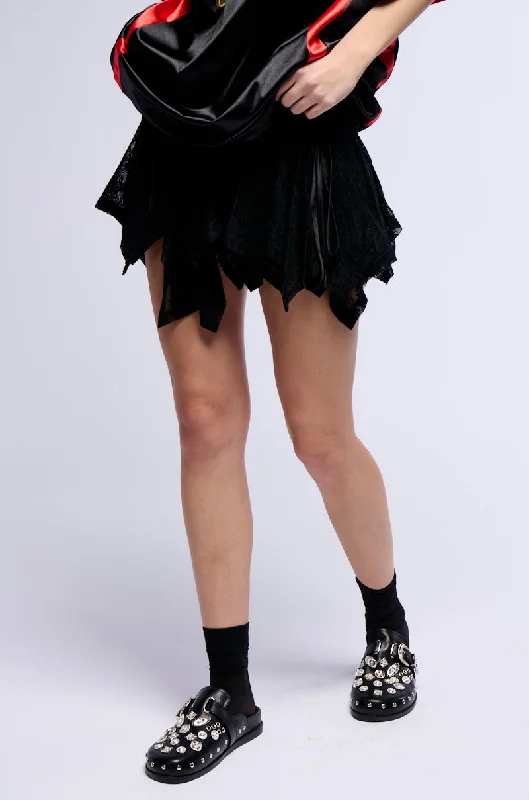 women's classic chiffon skirtsMICAH FLOUNCE MINI SKIRT IN BLACK