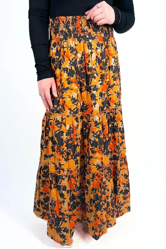 women's silk skirtsNour Metallic Maxi Skirt In Tiger Eye