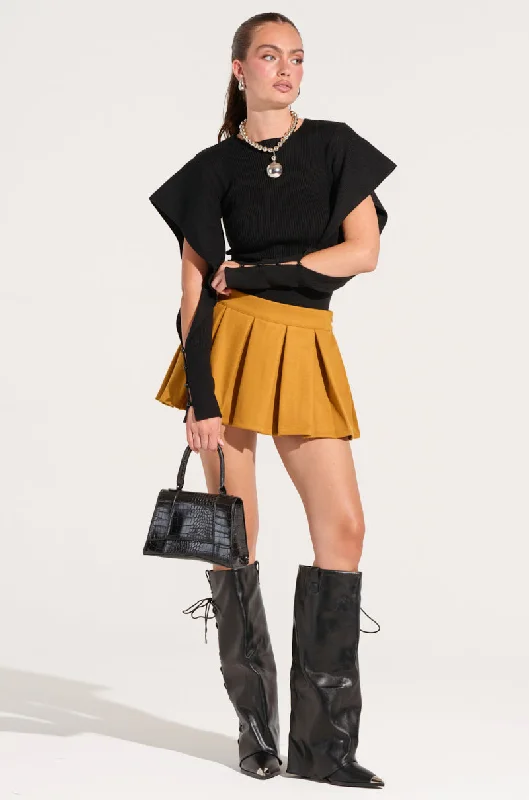 women's circle skirtsOUT OF OUR HEAD WOOL MINI SKIRT IN MUSTARD