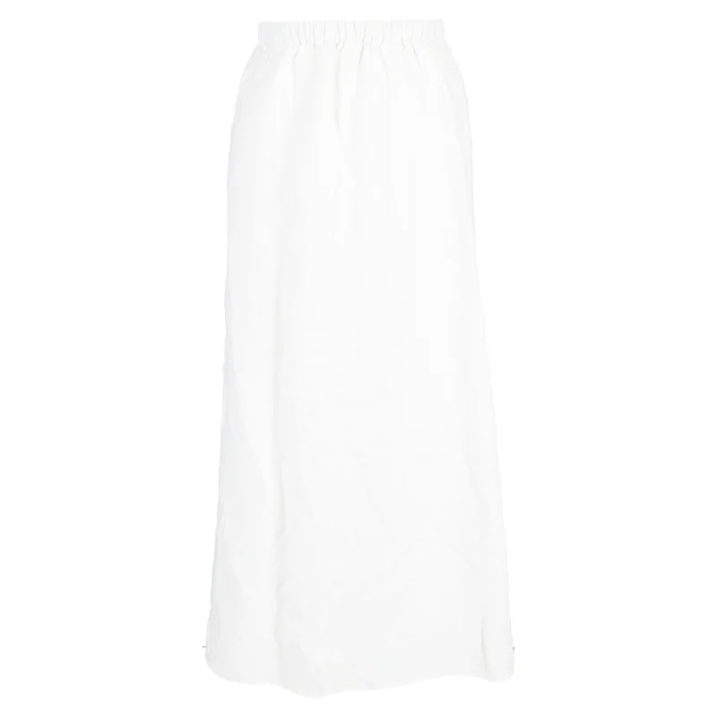 women's velvet mini skirtsReformation Gartered Waist Midi Skirt in White Cotton