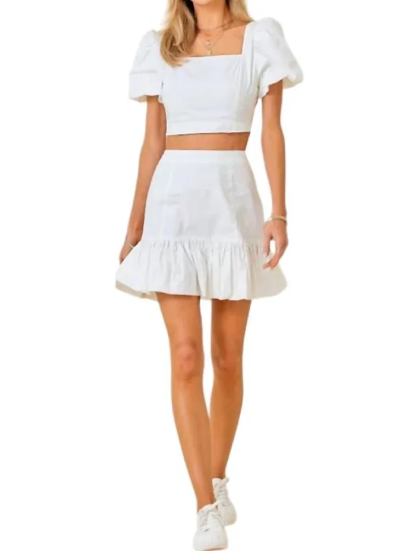 women's lightweight evening skirtsRuffle Hem Skirt In White