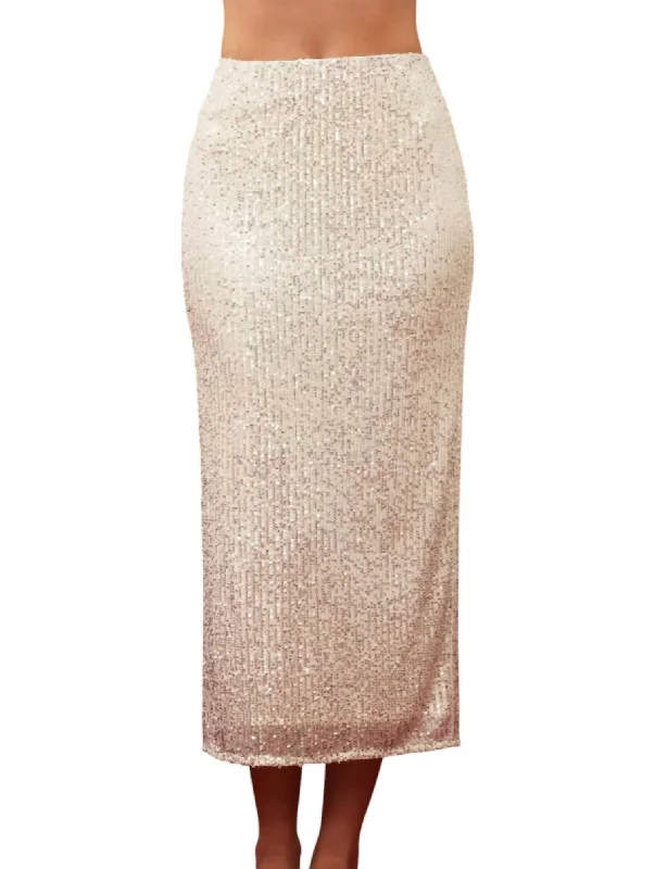 women's crochet skirtsSequin Midi Skirt In Silver