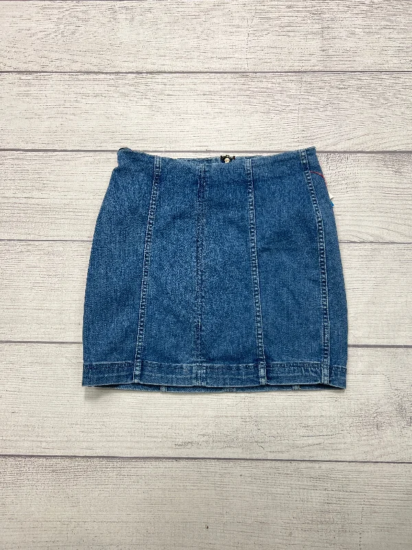 women's eco-friendly checked skirtsSkirt Mini & Short By Free People In Blue Denim, Size: 6