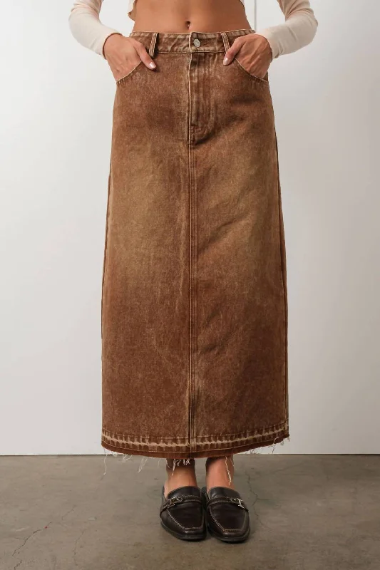 women's spring mini skirtsWashed Denim Skirt In Brown